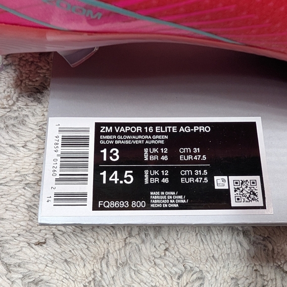 Nike ZM Mercurial Vapor 16 Elite Ag Pro Ember Glow Soccer Cleats 13 FQ8693-800 main image 7